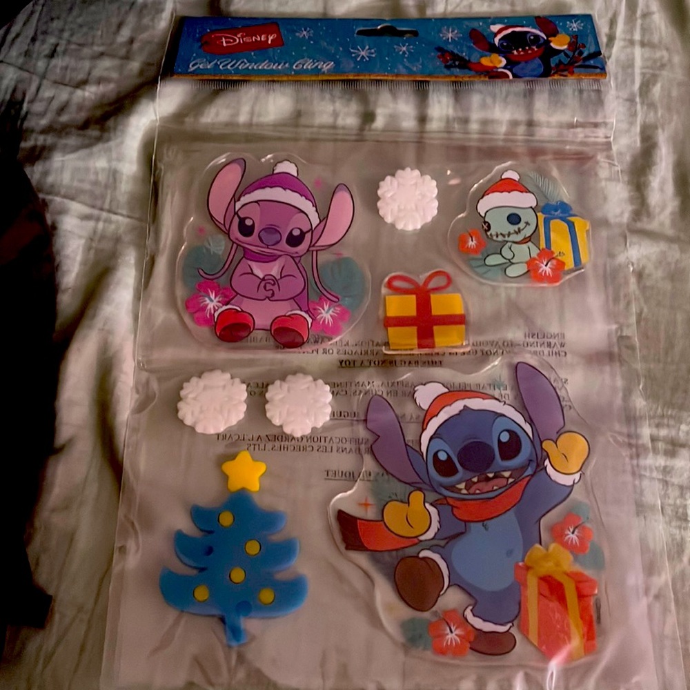 Stitch, Angel and Scrump Christmas window clings